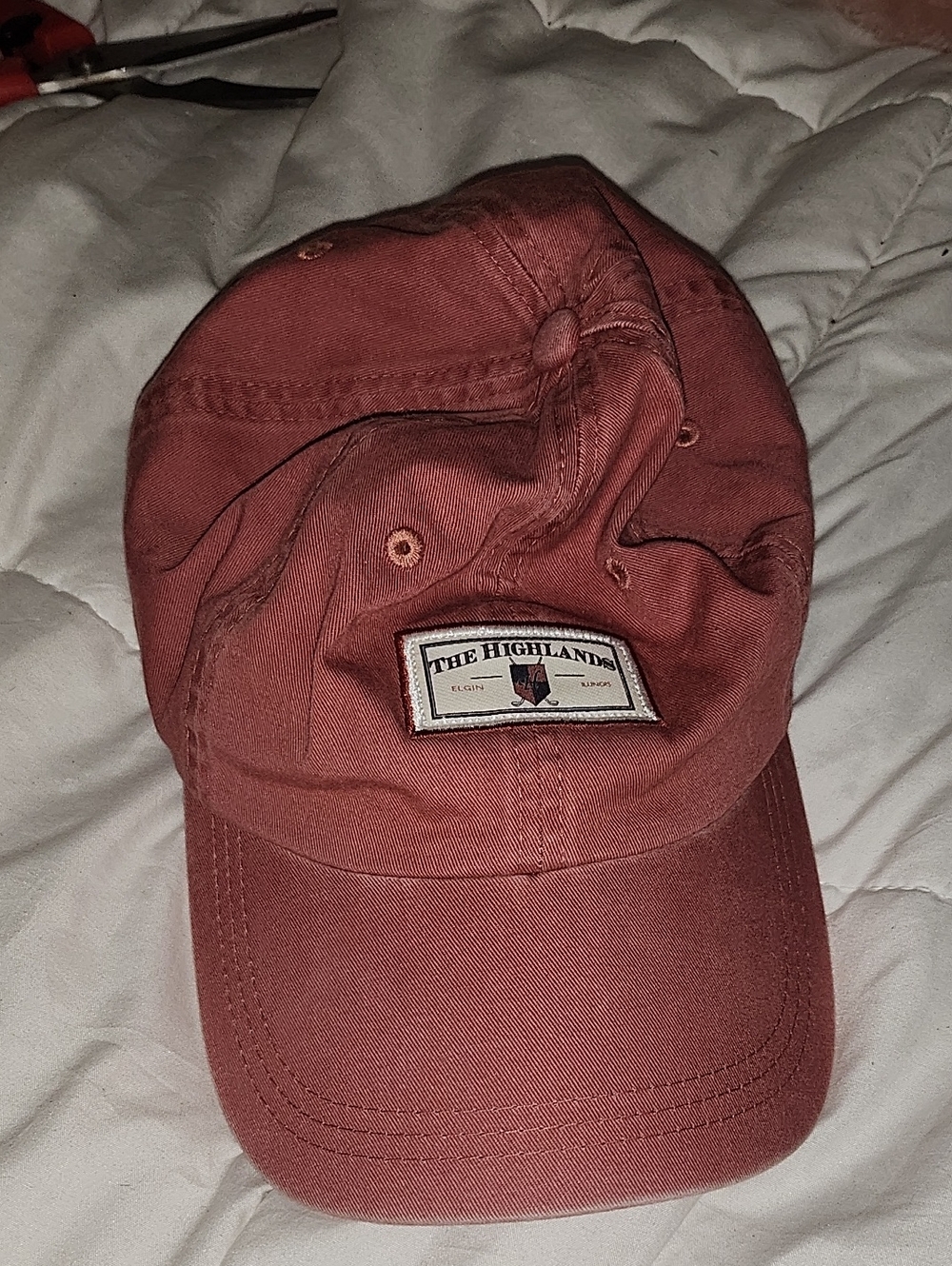 The Highlands Brick Red Cotton Baseball Cap - Men's Casual Hat